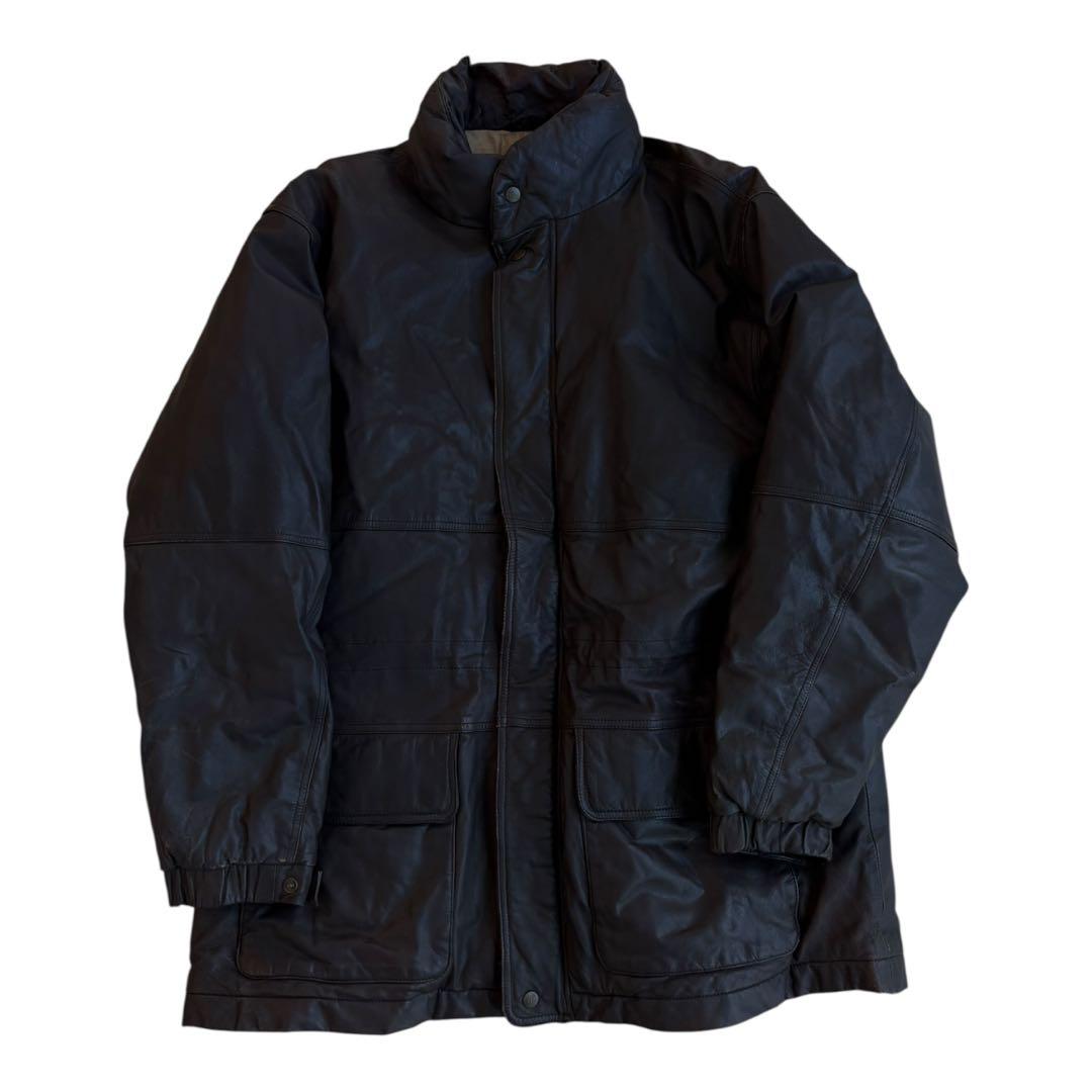 90s Eddie Bauer 黒タグ レザーダウンコート L ブラウン - メルカリ