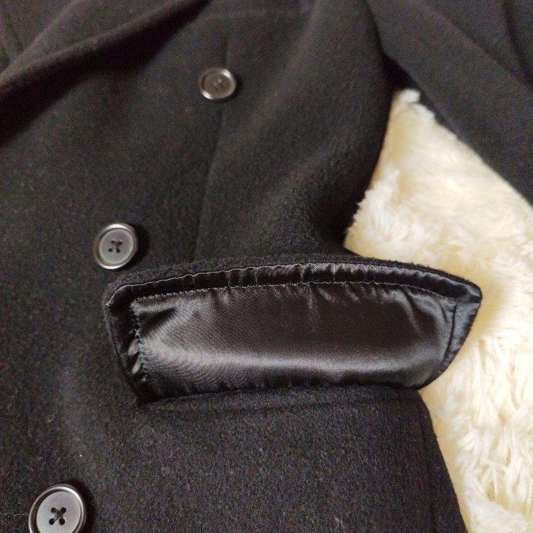 美品】ラルフローレン ダブルブレスト ウールコート 9号 ブラック