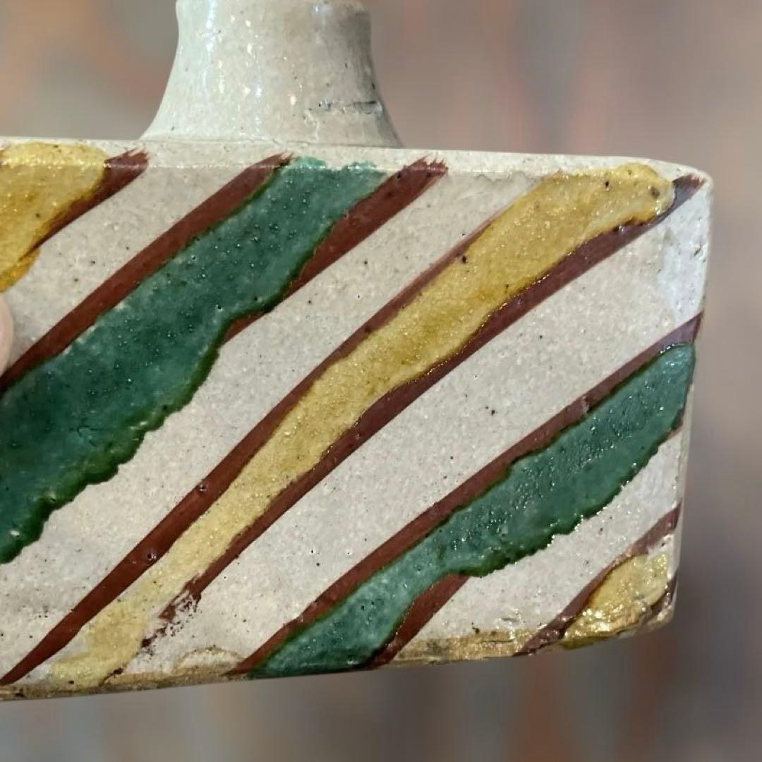 益子焼　合田好道　色絵角瓶　箱なし