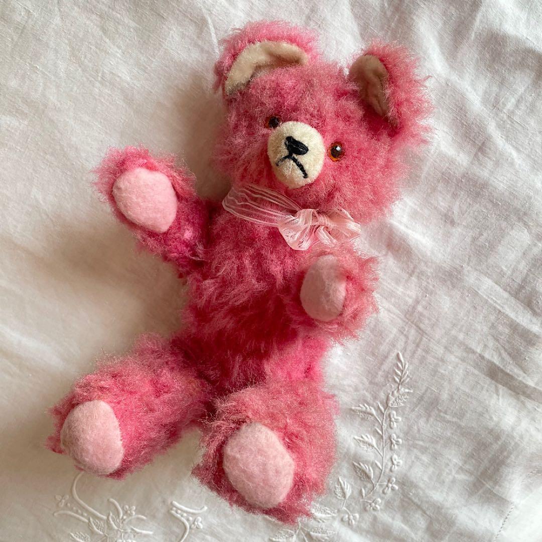 Vintage】 ピンク アンティークベア ぬいぐるみ ドイツ 1940 - メルカリ