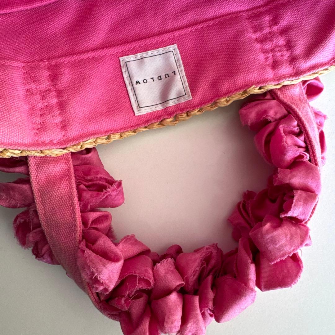 LUDLOW ラドロー グレープハンドル ラフィア かごバッグ ピンク - メルカリ