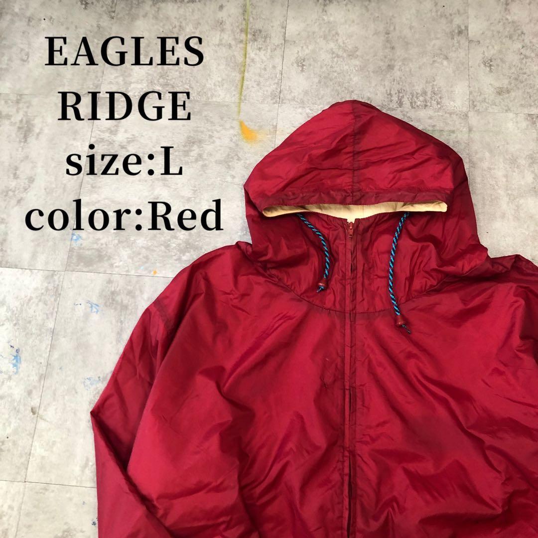 ナイロンジャケット 大きめ XL相当 赤フード付き 首元高い - メルカリ