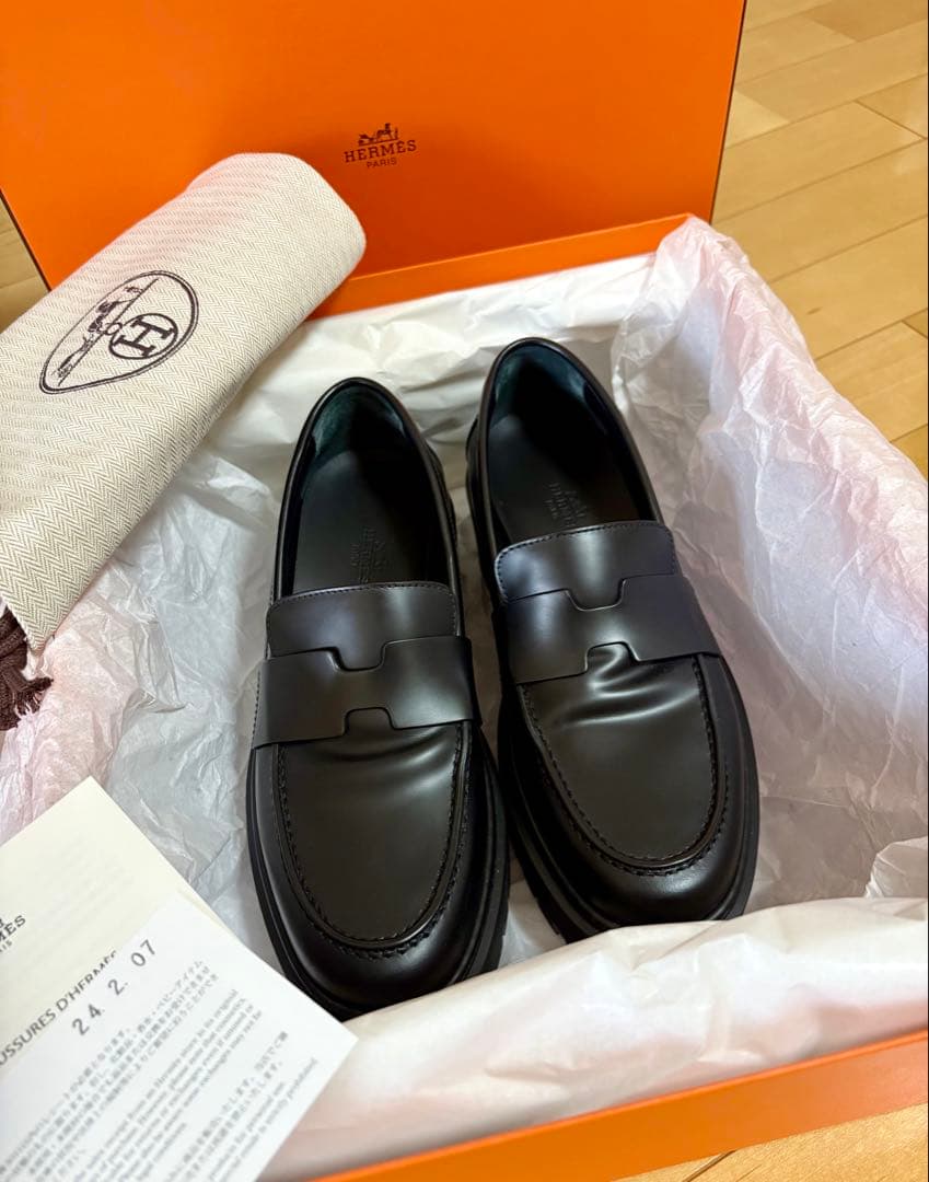 【美品】HERMÈSエルメス厚底ローファー ヒッチ希少 HERMES - エルメス HERMES ヒッチ HITCH 厚底ローファー1度のみ使用の
