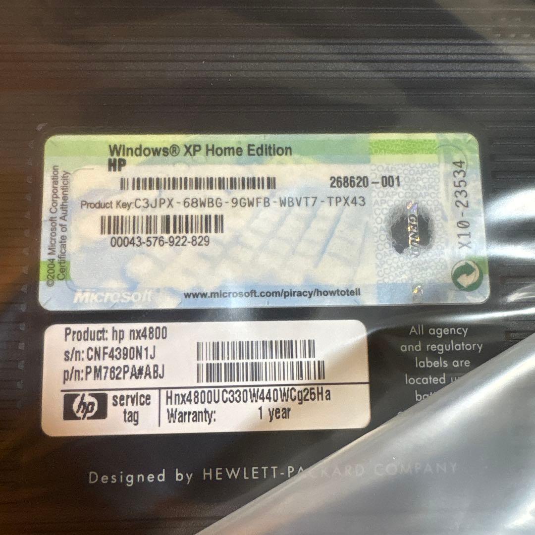 さ 未開封品 HP ノートパソコンPC nx4800 XP - メルカリ