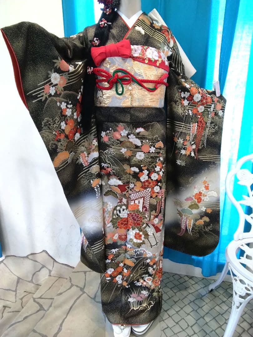 振袖フルセット、正絹やまと誂製、半襟重ね衿、帯揚げ帯締め、袋帯