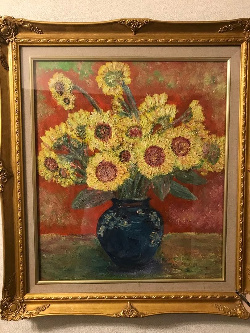 ひまわり　油彩画 F10 楽天市場】油彩画 フィールダー 「ひまわり」 F10号 油絵 額入り 風景