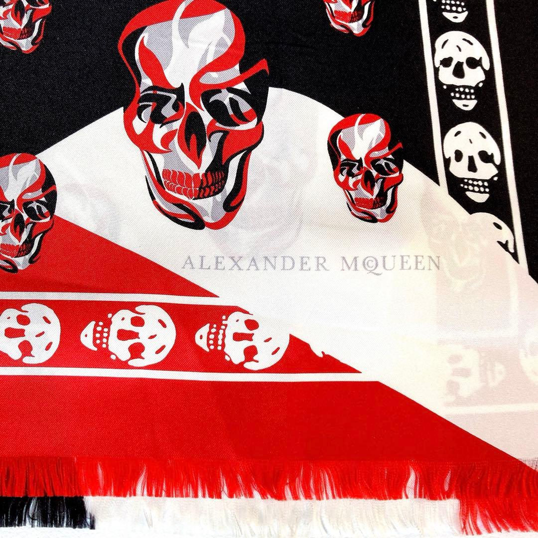 アレキサンダーマックイーン 大判スカーフ ストール ドクロ シルク100