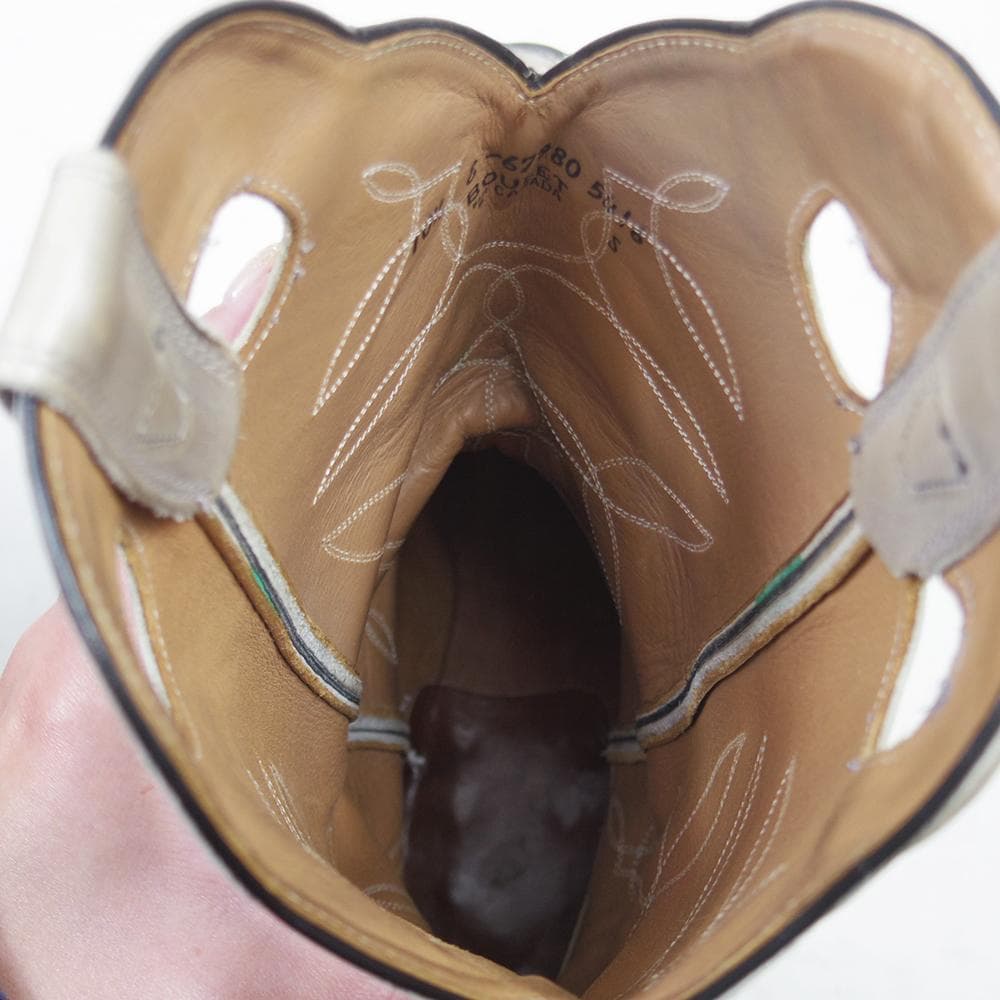 28.5cm BOULET ウエスタンブーツ アイボリー　P4177