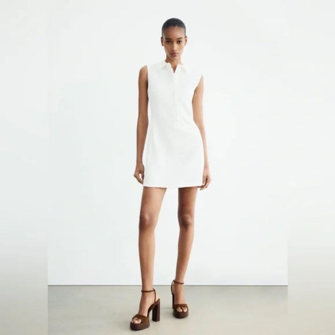 新品】ZARA ホワイト ノースリーブ ミニワンピース - メルカリ