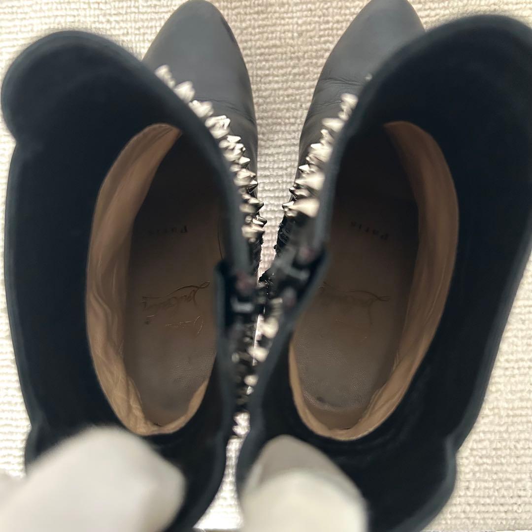 クリスチャン ルブタン ショートブーツ スタッズ 22.5cm レザー 黒