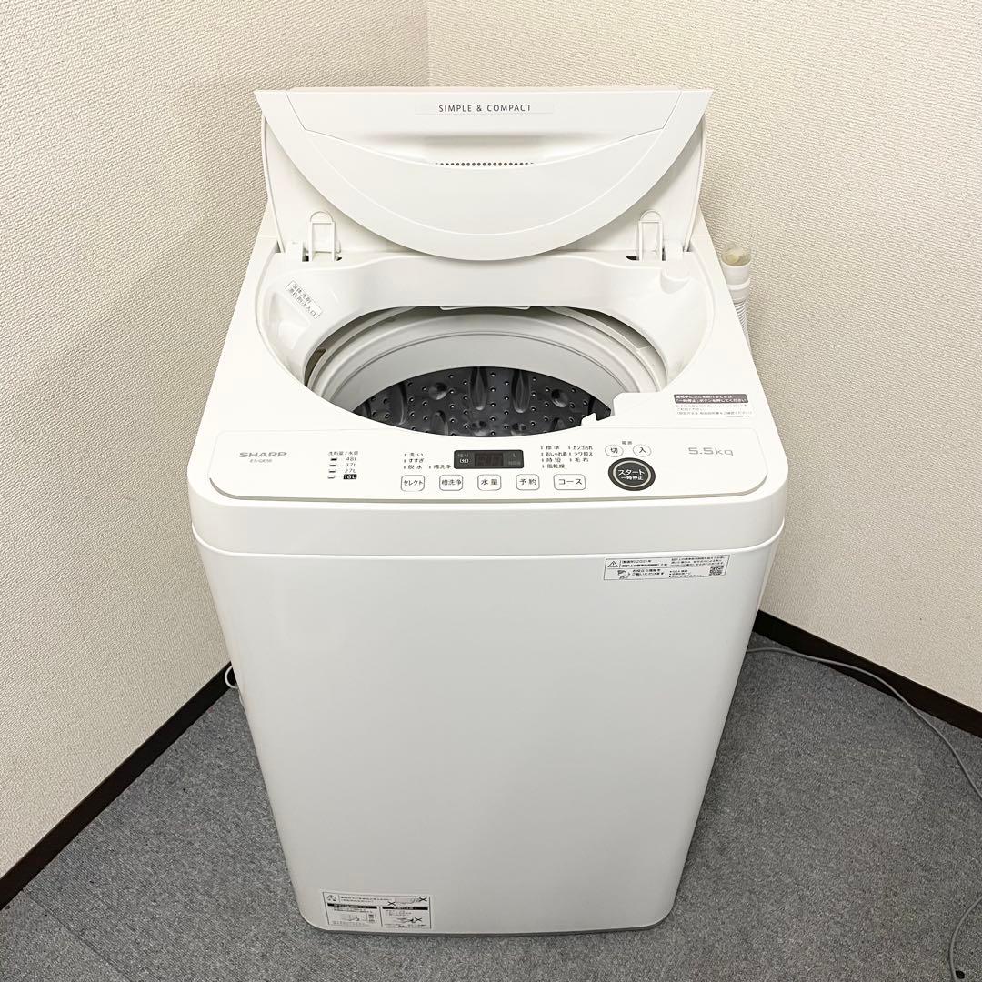 【2021年製】SHARP 全自動洗濯機 5.5kg ES-GE5E-W F