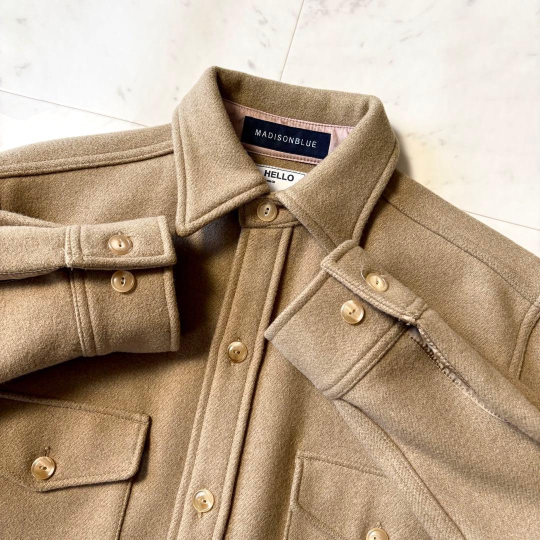 美品 マディソンブルー 厚手 CPO ウールシャル アウター B刺繍 シルク