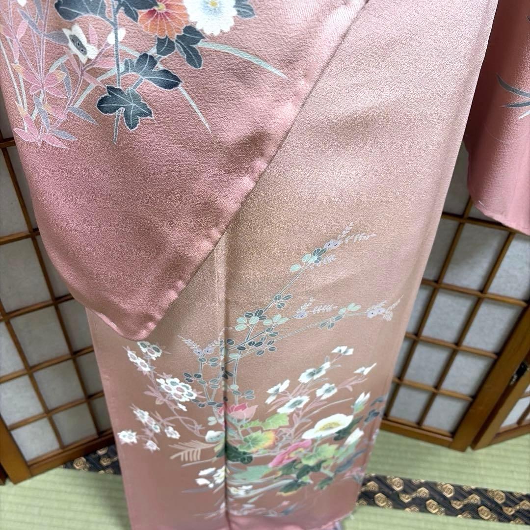 正絹　友禅染　付け下げ《花々》