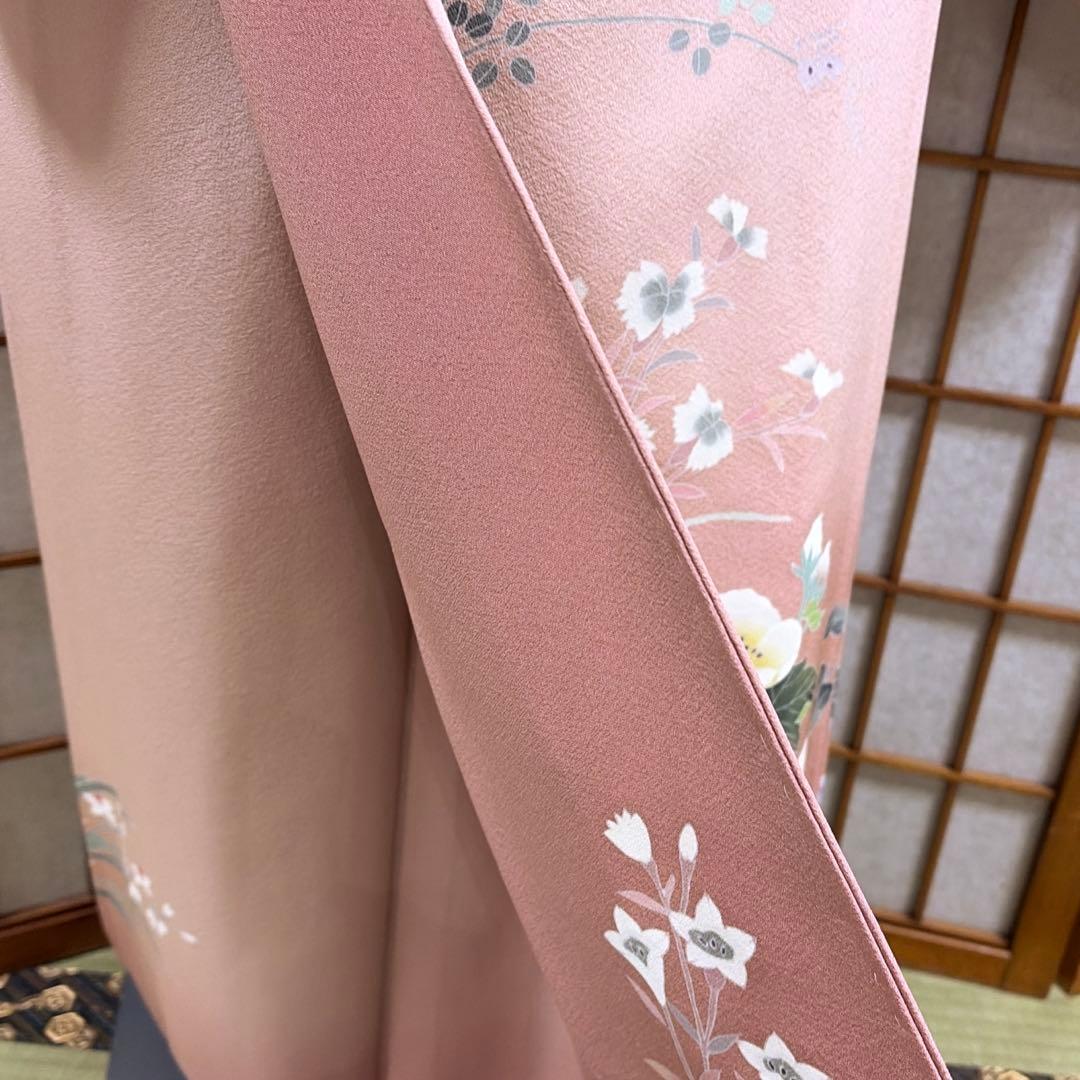 正絹　友禅染　付け下げ《花々》