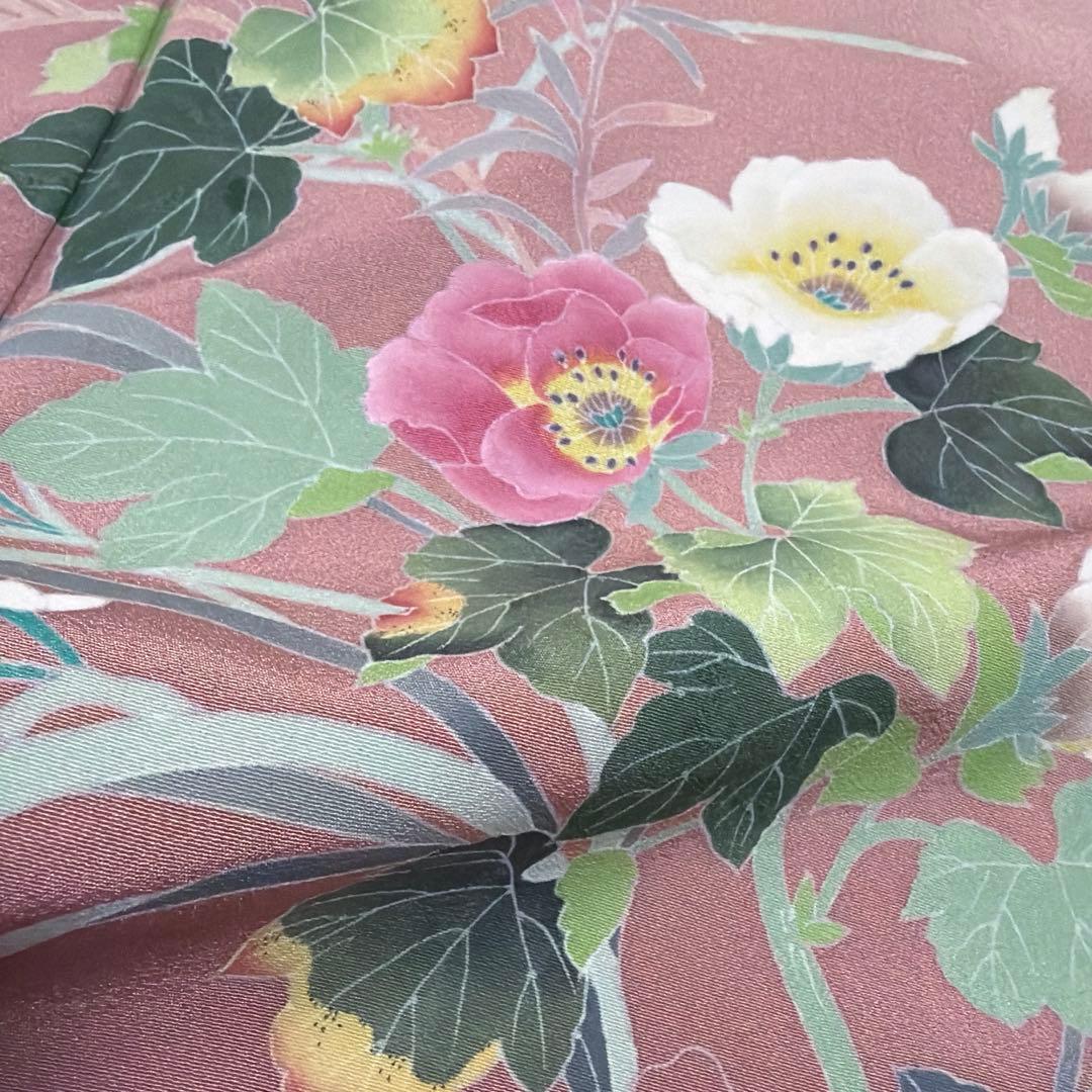 正絹　友禅染　付け下げ《花々》