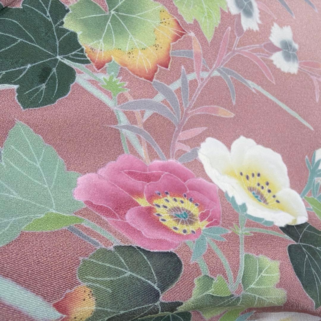 正絹　友禅染　付け下げ《花々》