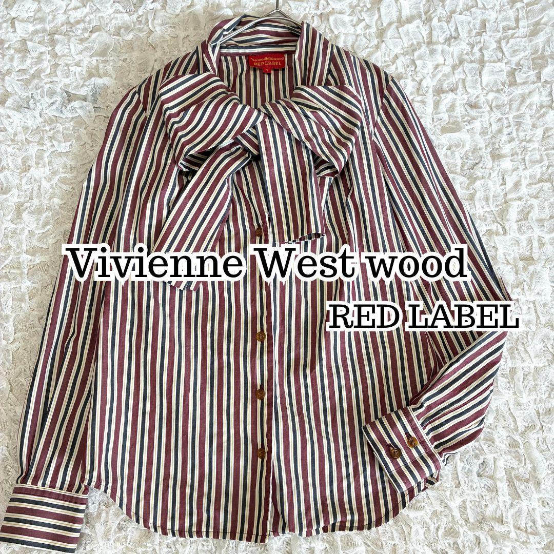 ヴィヴィアンウエストウッド ストライプ オーブ ビッグリボン リボンタイ シャツ ヴィヴィアンウエストウッド ストライプ オーブ ビッグリボン