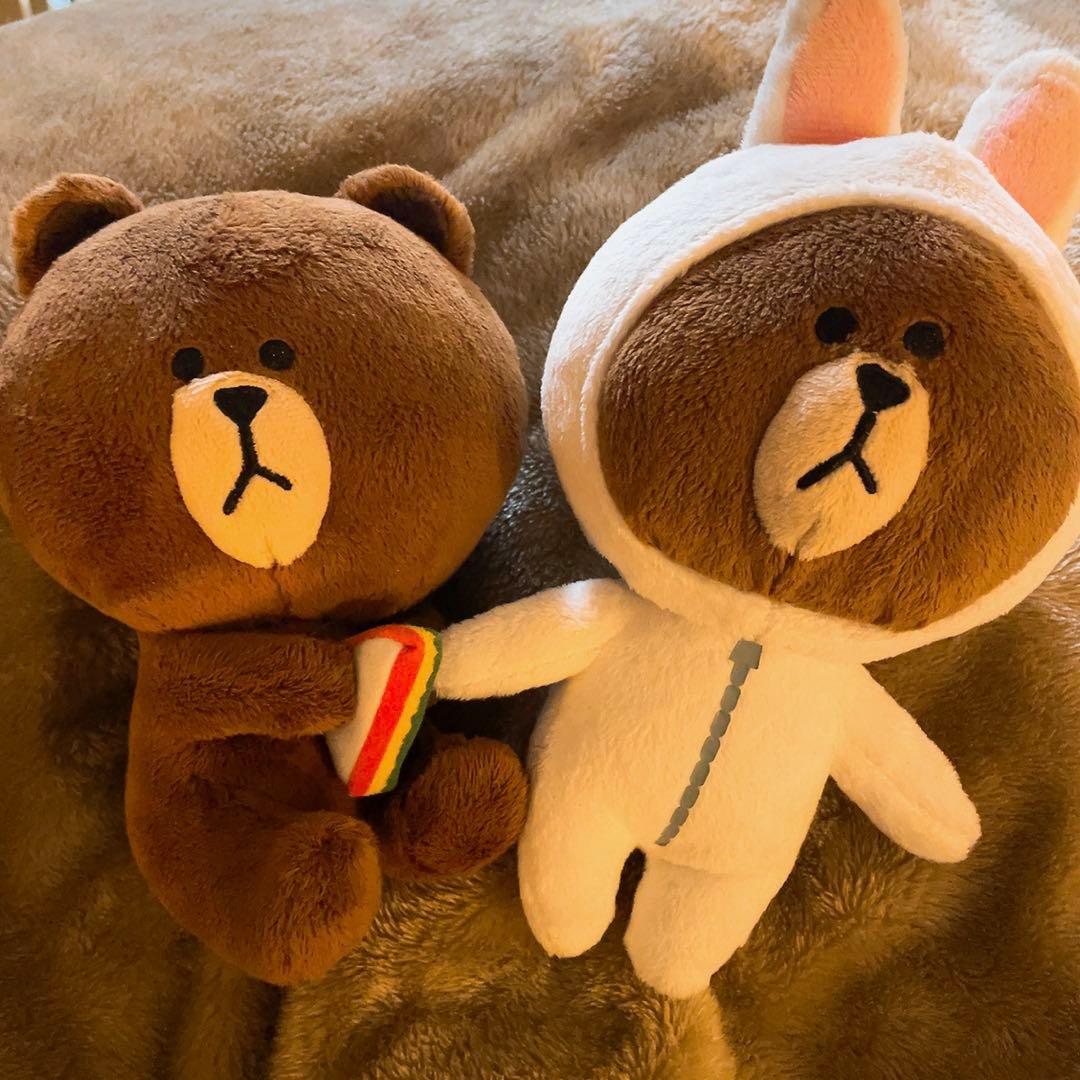 LINE ブラウン ぬいぐるみ2点セット うさぎ - メルカリ