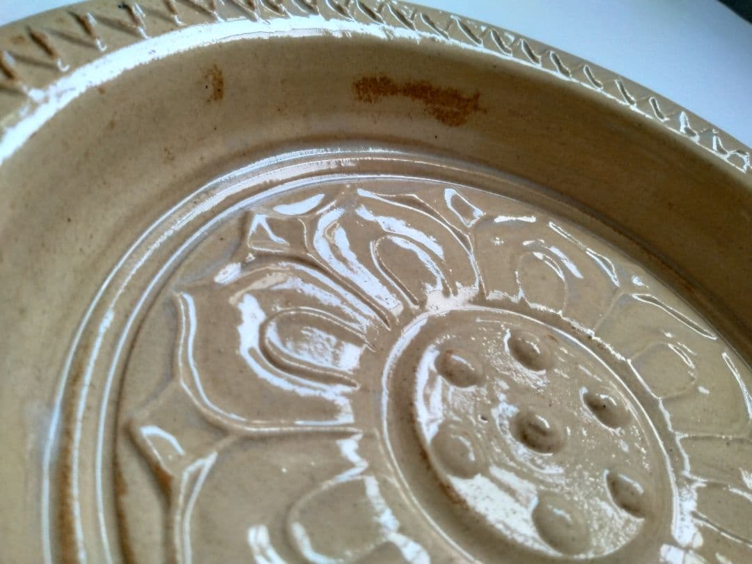 赤膚焼 香柏窯 尾西楽斎作 花器 水盤 平鉢 円照寺の古代瓦写し 料理皿