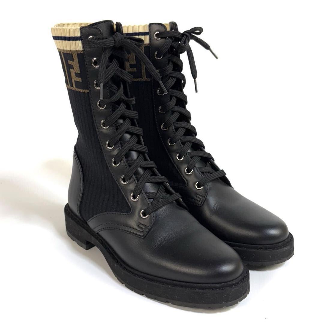 未使用】FENDI レザー ブーツ ズッカ ロココ バイカー 36イタリア製