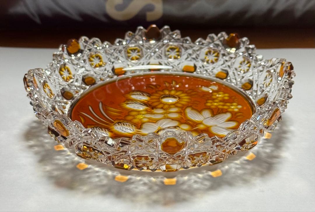 『 マイセン クリスタル ガラス オレンジ被せ』 《ヴィンテージ》《未使用》