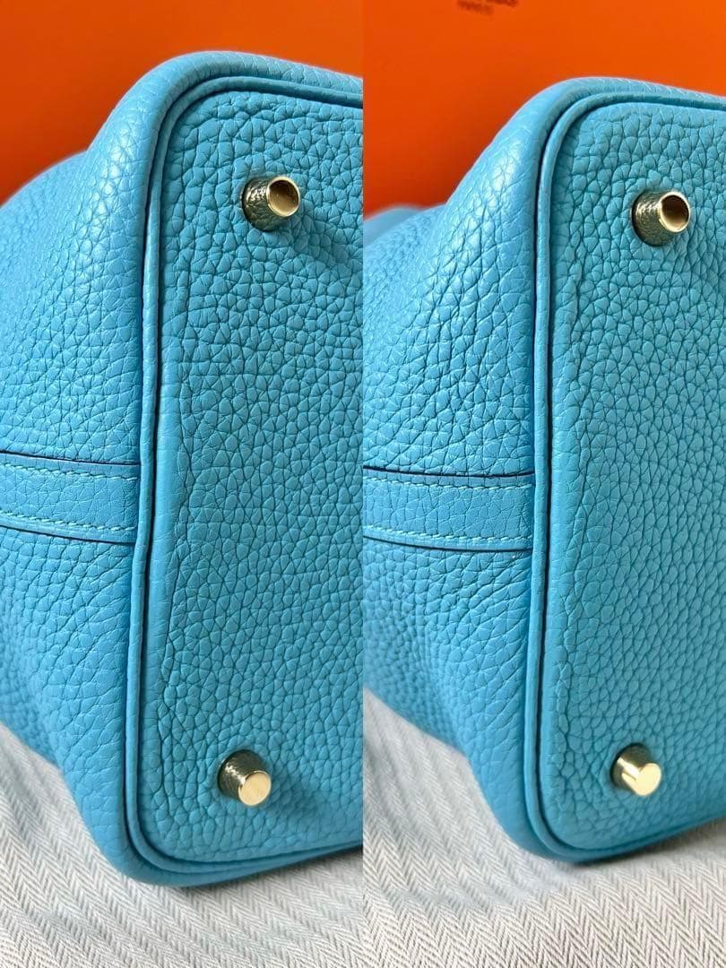 レアカラー☆エルメス ピコタンロックMM ブルーノール Y刻印 ゴールド