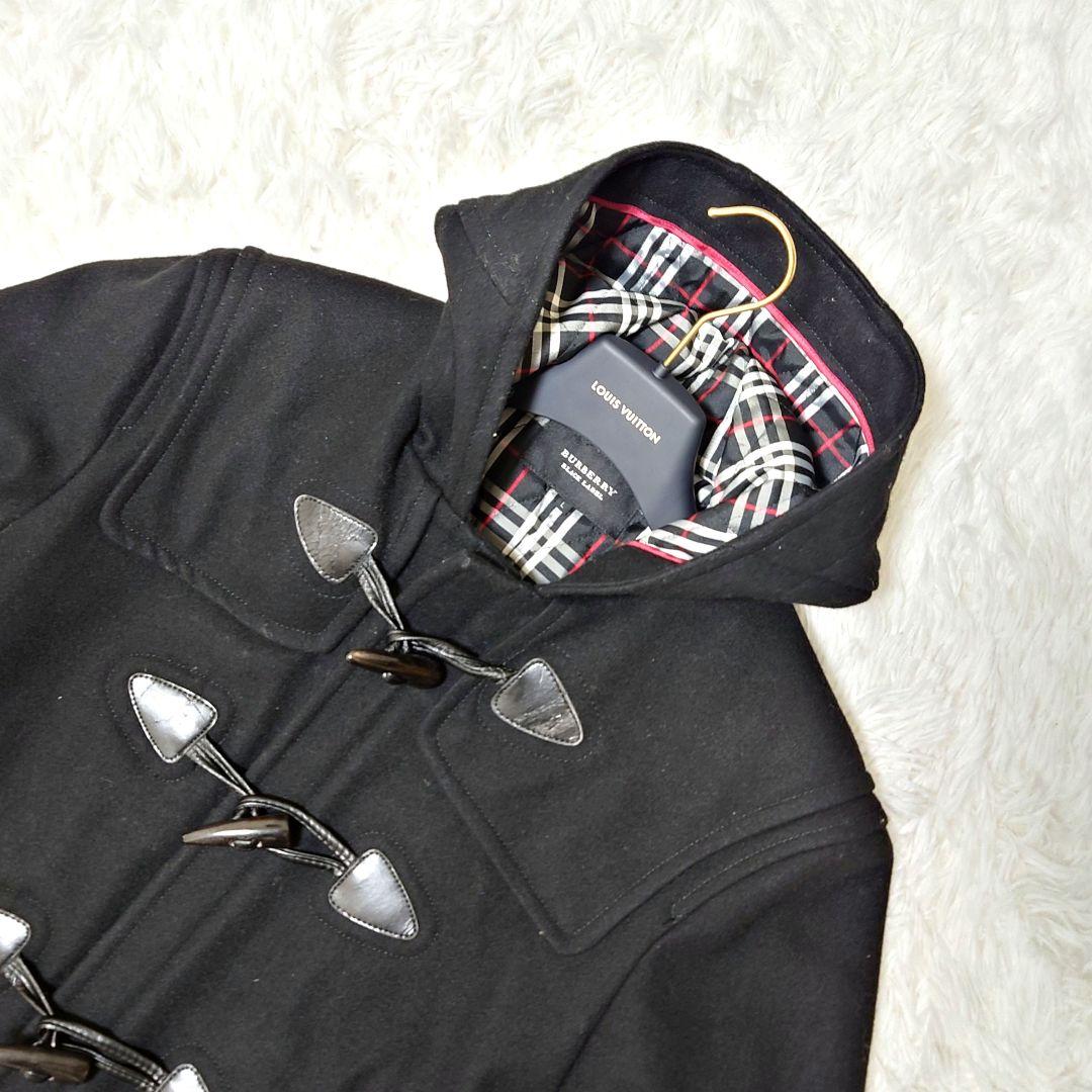 BURBERRY BLACK LABEL ダッフルコート ホースロゴ Lサイズ BLACK