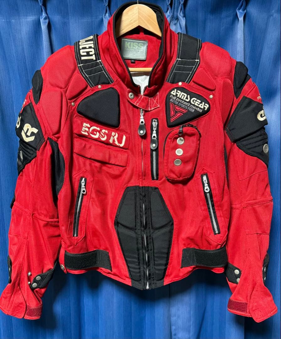 レア 希少 KISS RACING キスレーシング ライディングジャケット LL 中古・古着通販】KISS RACING (キスレーシング) ダブルライダース