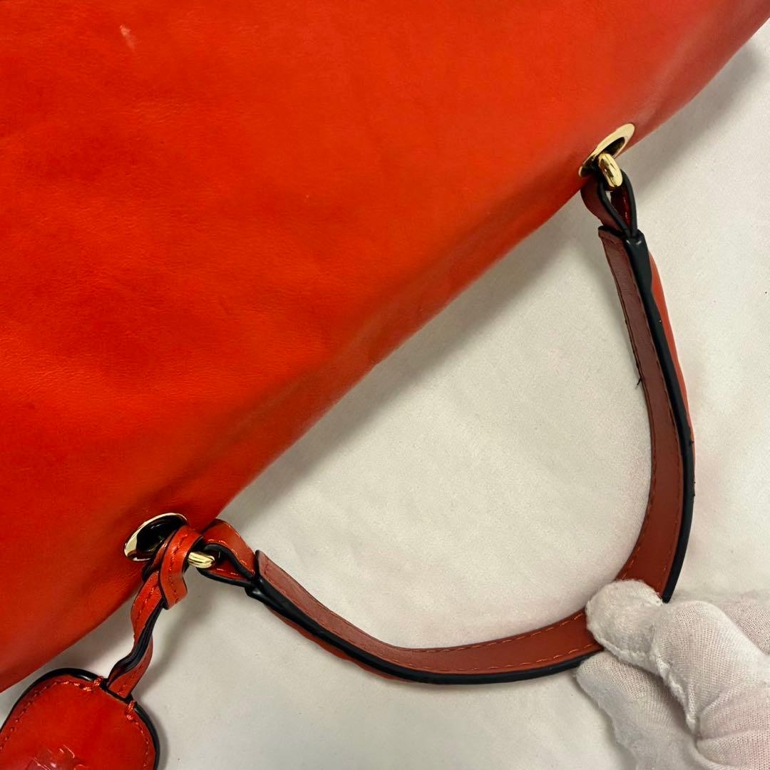 美品】トリーバーチ 2way ショルダーバッグ 鏡付き レザー 肩掛け 赤