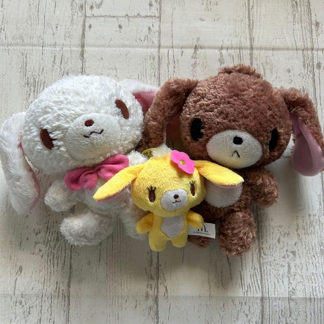 シュガーバニーズぬいぐるみ3点セット しろうさ くろうさ 初代 初期