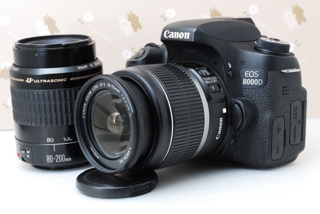 美品❤️Wi-Fi❤️Canon eos 8000D❤️レンズ2本❤️高性能デジタル一眼 EOS 8000D キャノン デジタル一眼 CANON ダブルズーム 中古 Wi-Fi搭載