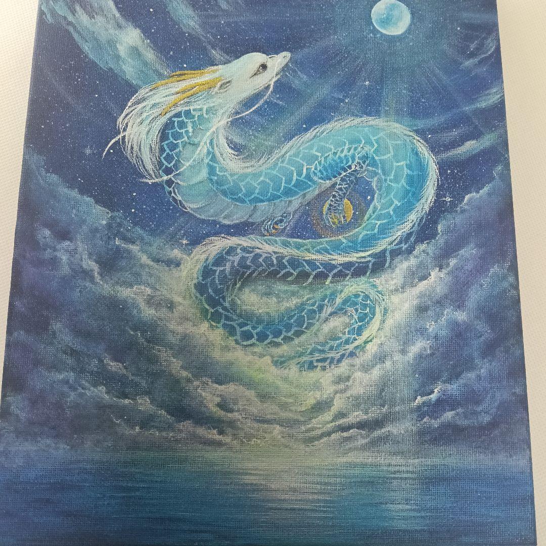 No.496 F3キャンバス 原画 龍神絵画 龍神様 青龍 開運絵画 龍の絵