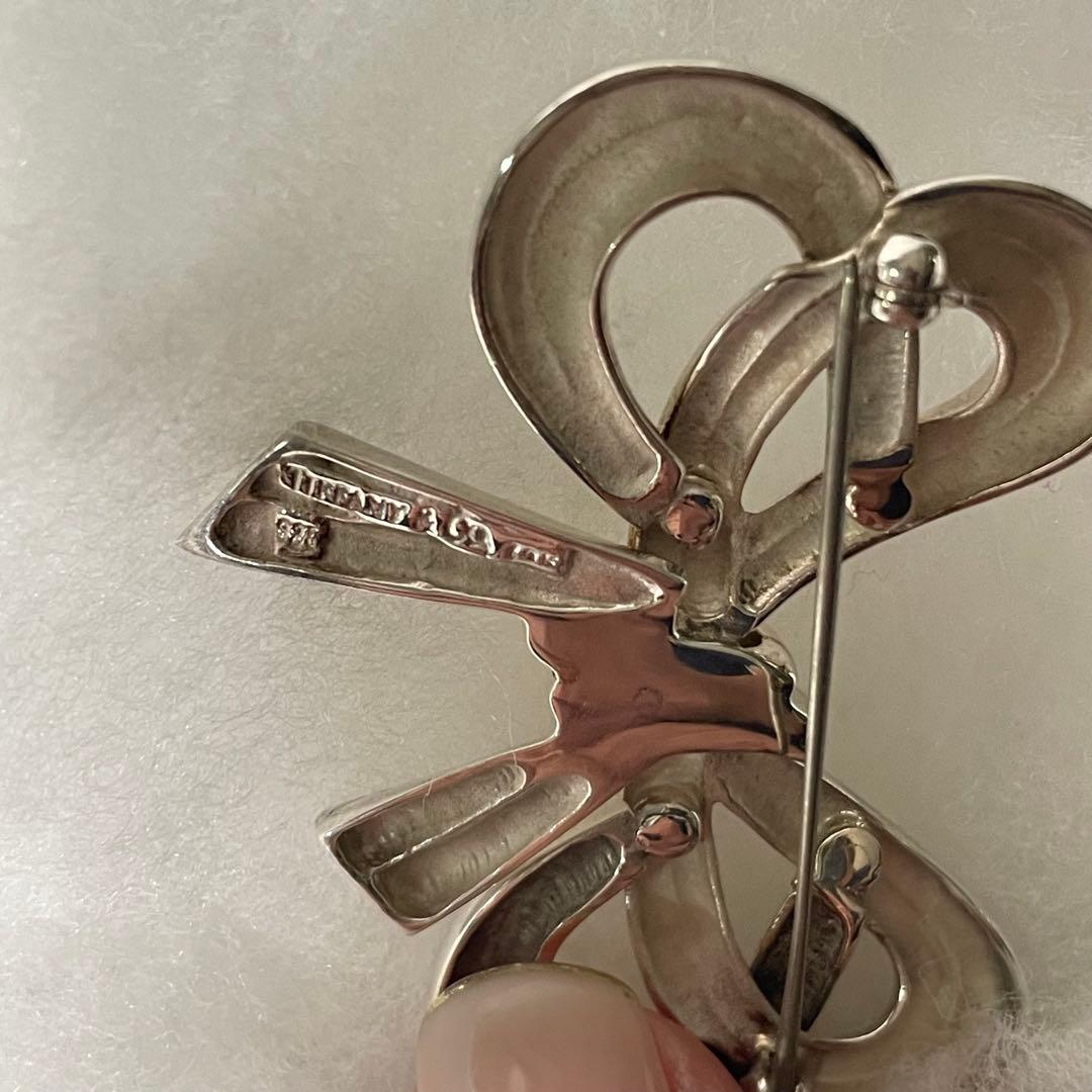 TIFFANY ティファニー リボンキー チーフブローチ シルバーゴールド