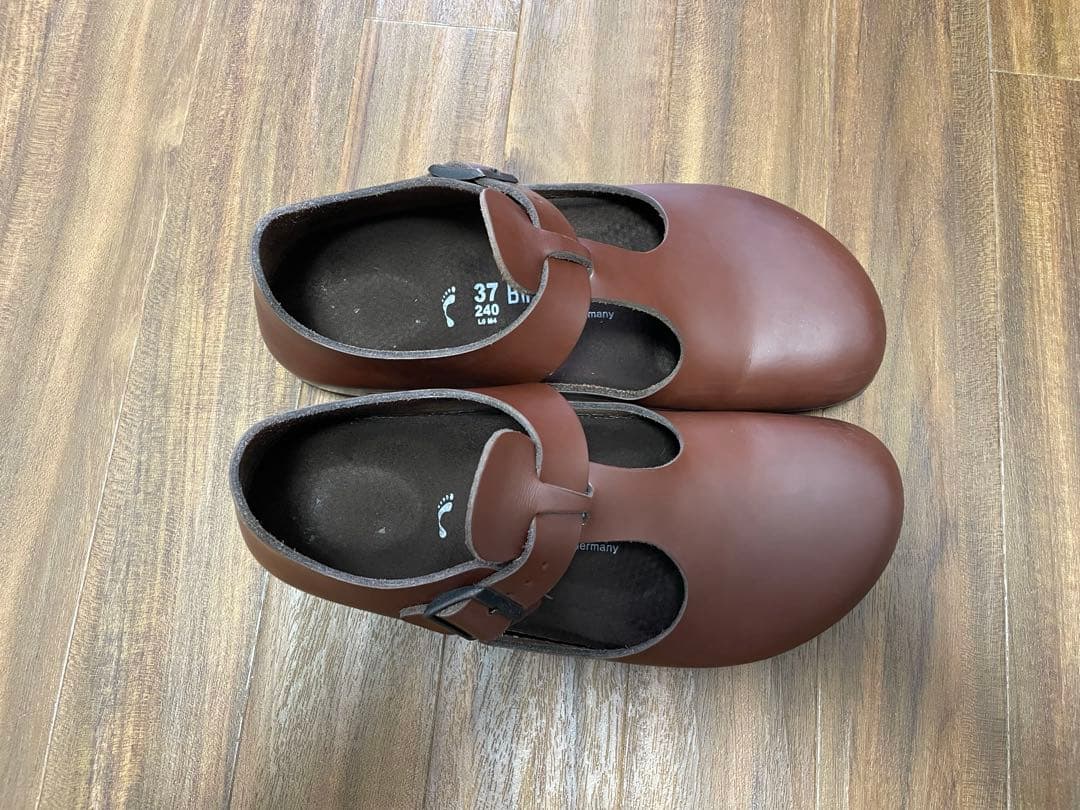 ビルケンシュトック 37 24.0 ティッケル ストラップ レザー 黒