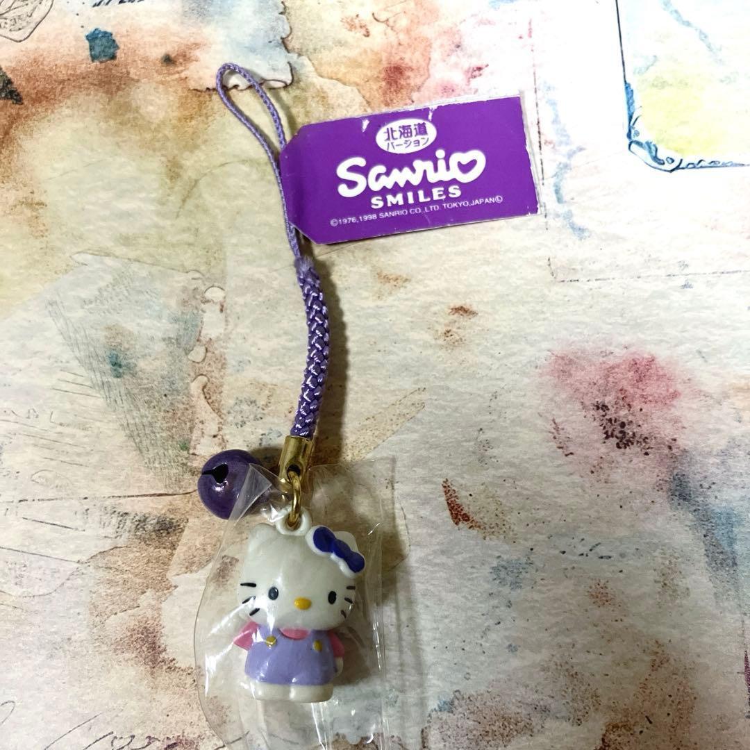 ハローキティ 根付け ラベンダーキティ 鈴 ストラップ 北海道 1998年