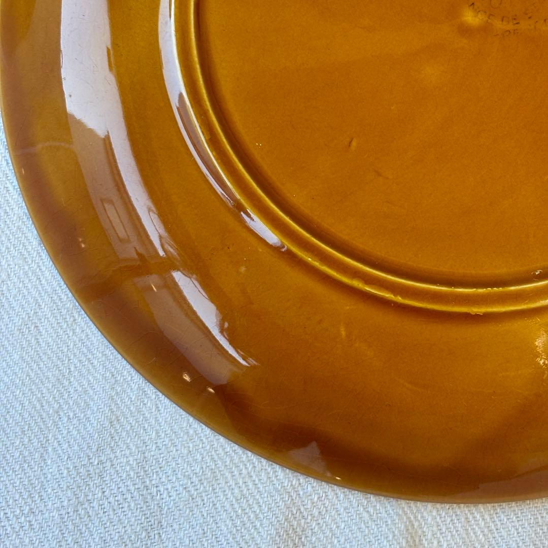 フランスヴィンテージ サンタマン窯 プレート2点イエローブラウン