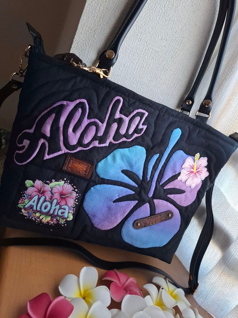 特別価格！ラスト！ ハワイアンキルト バッグ 2WAYファスナー