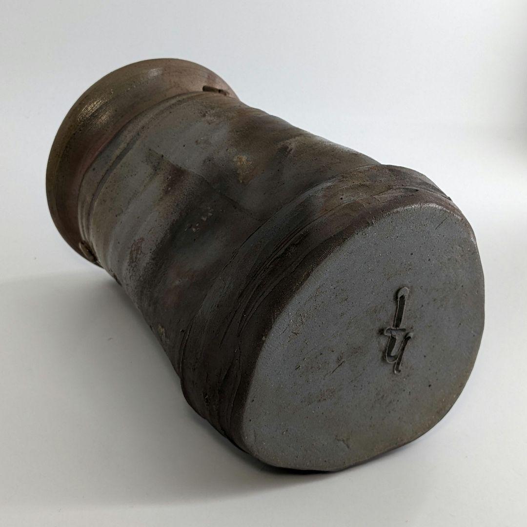 乗松俊行 備前焼 擂座花入 共箱合布栞 花瓶 花生 花器 フラワーベース