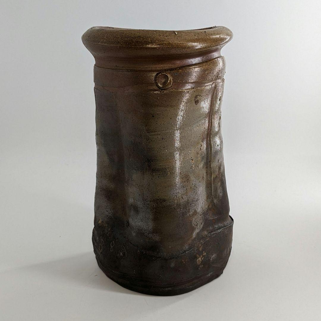 乗松俊行 備前焼 擂座花入 共箱合布栞 花瓶 花生 花器 フラワーベース