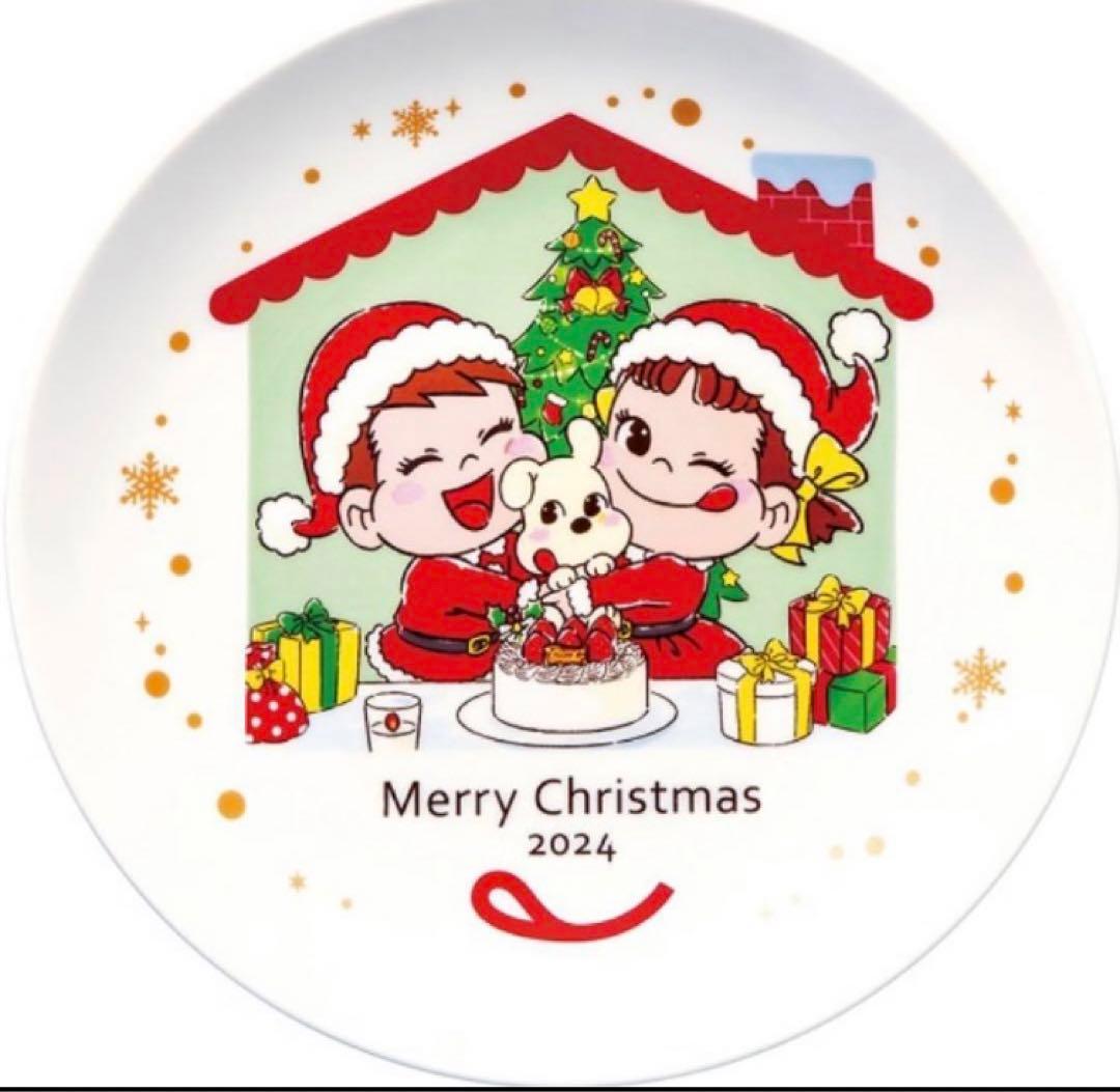 不二家 クリスマスケーキ予約特典 お皿 2枚組 ペコちゃん Fujiya