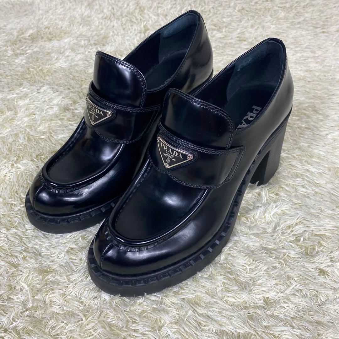 永野芽郁着用】PRADA チョコレートブラッシュドレザー ハイヒール