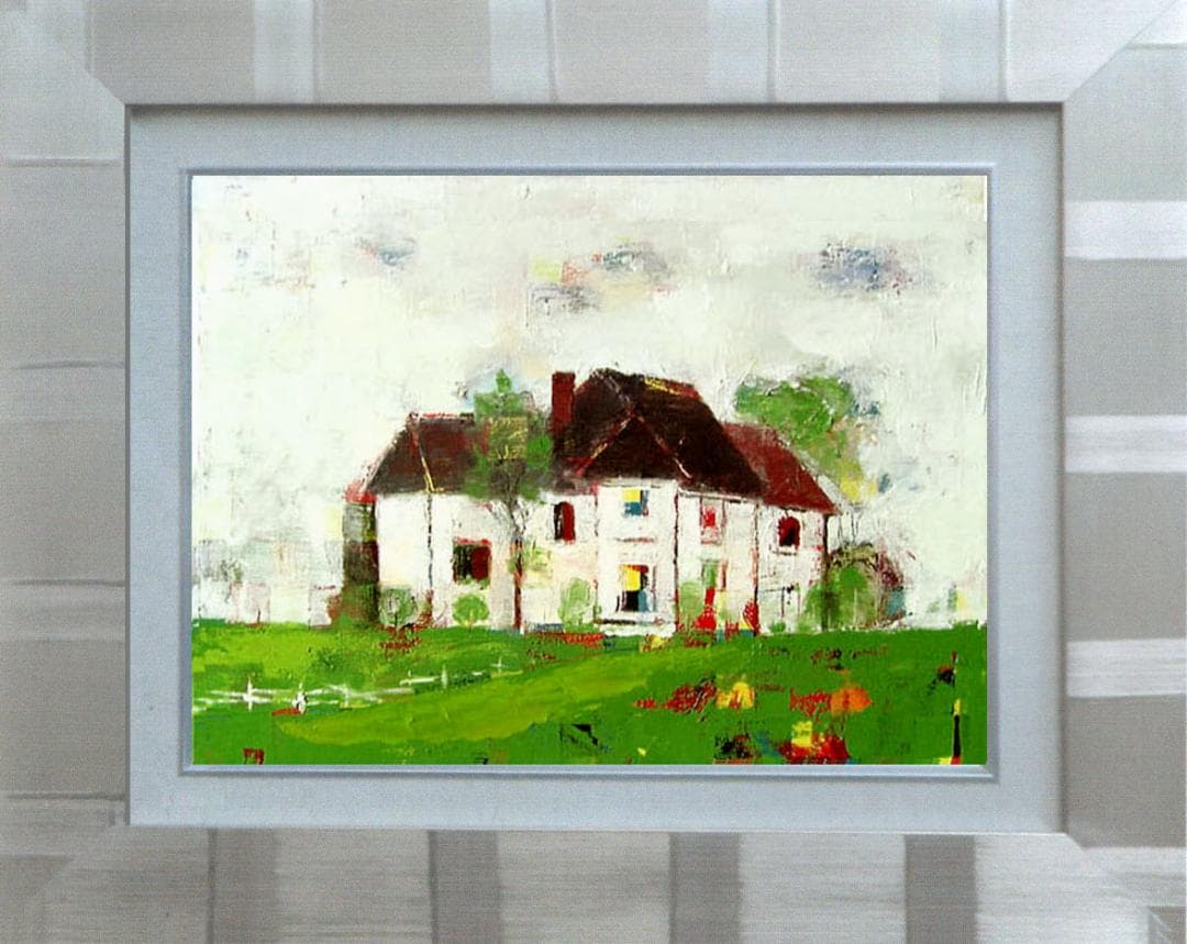 油絵 菅家令子 絵 絵画 インテリア 額付(黒) uF6-062203 風景