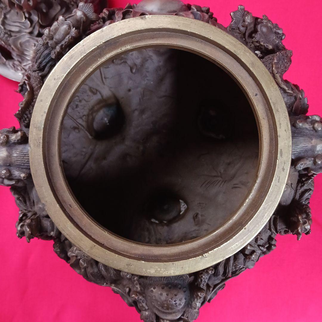 中国 銅薫製香炉 九竜香炉 製品