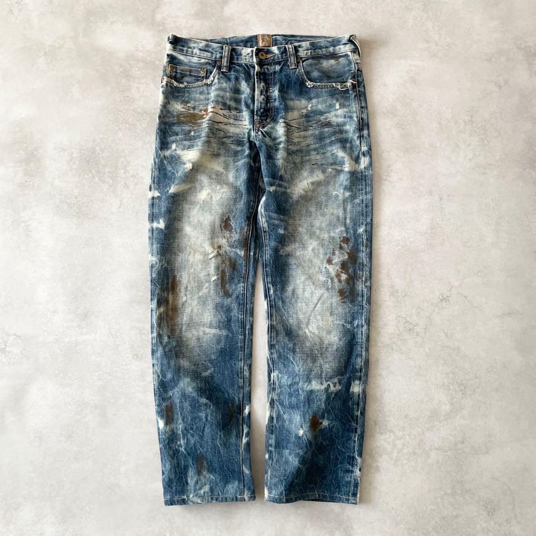 PRPS 紫製品 デニムパンツ ブリーチ ダメージ加工 ジーンズ 32 - メルカリ