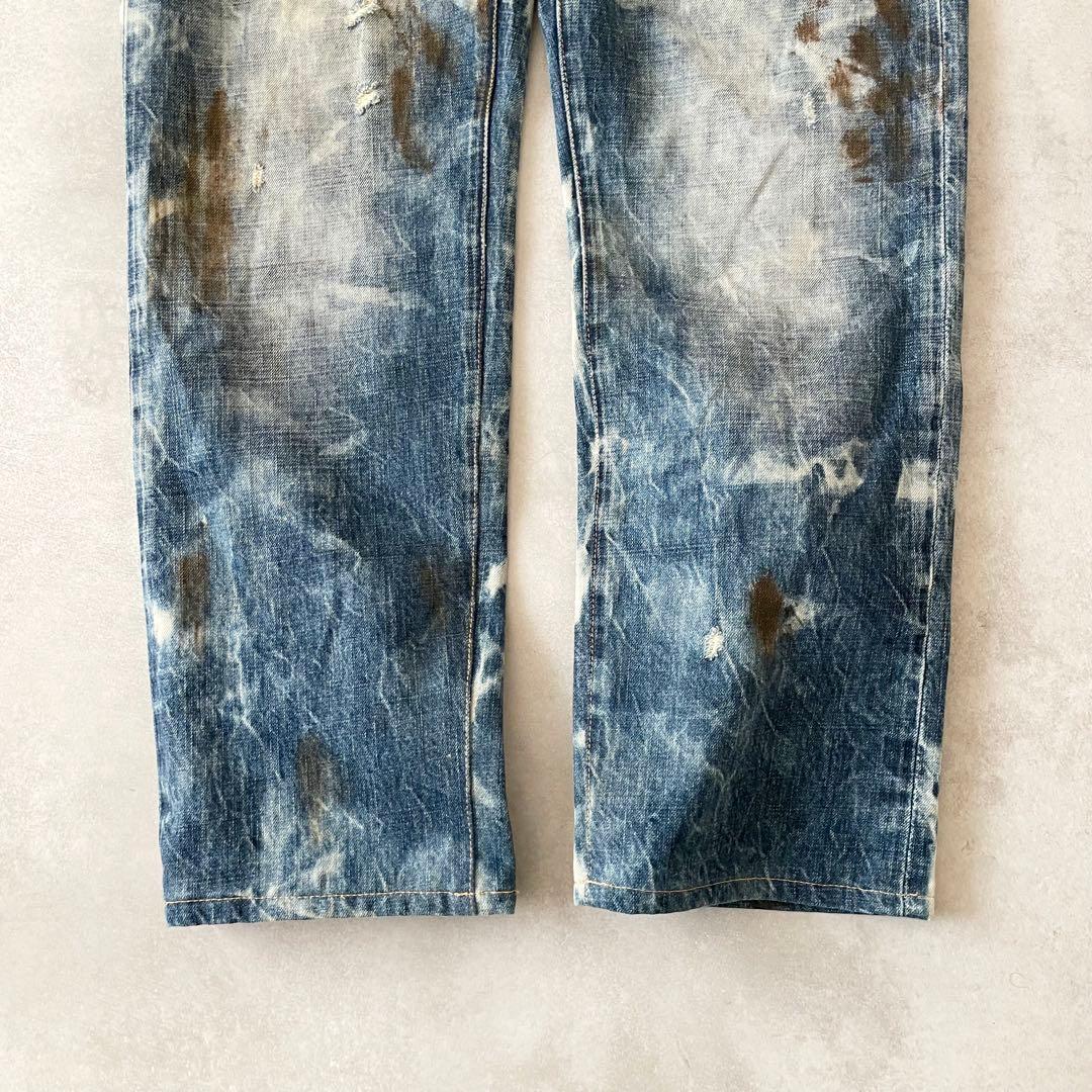 PRPS 紫製品 デニムパンツ ブリーチ ダメージ加工 ジーンズ 32 - メルカリ