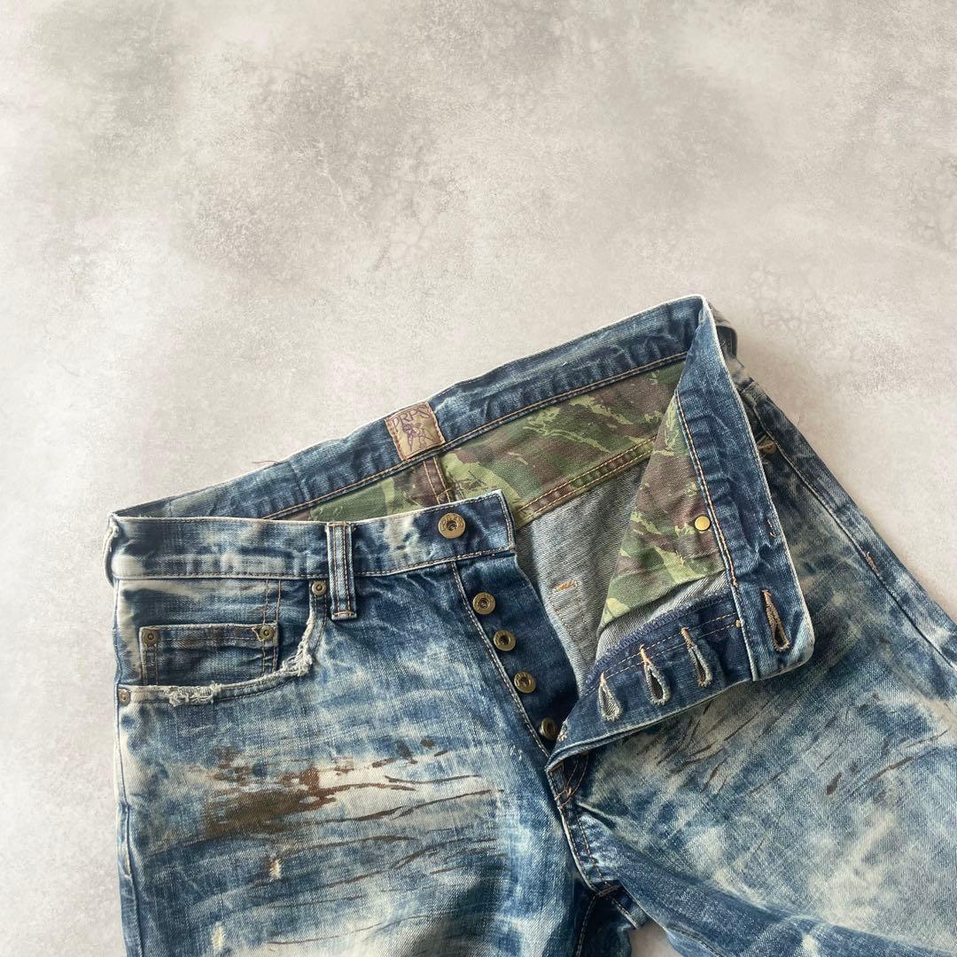 PRPS 紫製品 デニムパンツ ブリーチ ダメージ加工 ジーンズ 32 - メルカリ