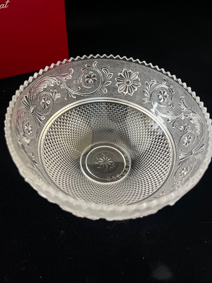 【廃番・希少】 【未使用】バカラ 花模様エッチングボウルシール・箱・冊子付