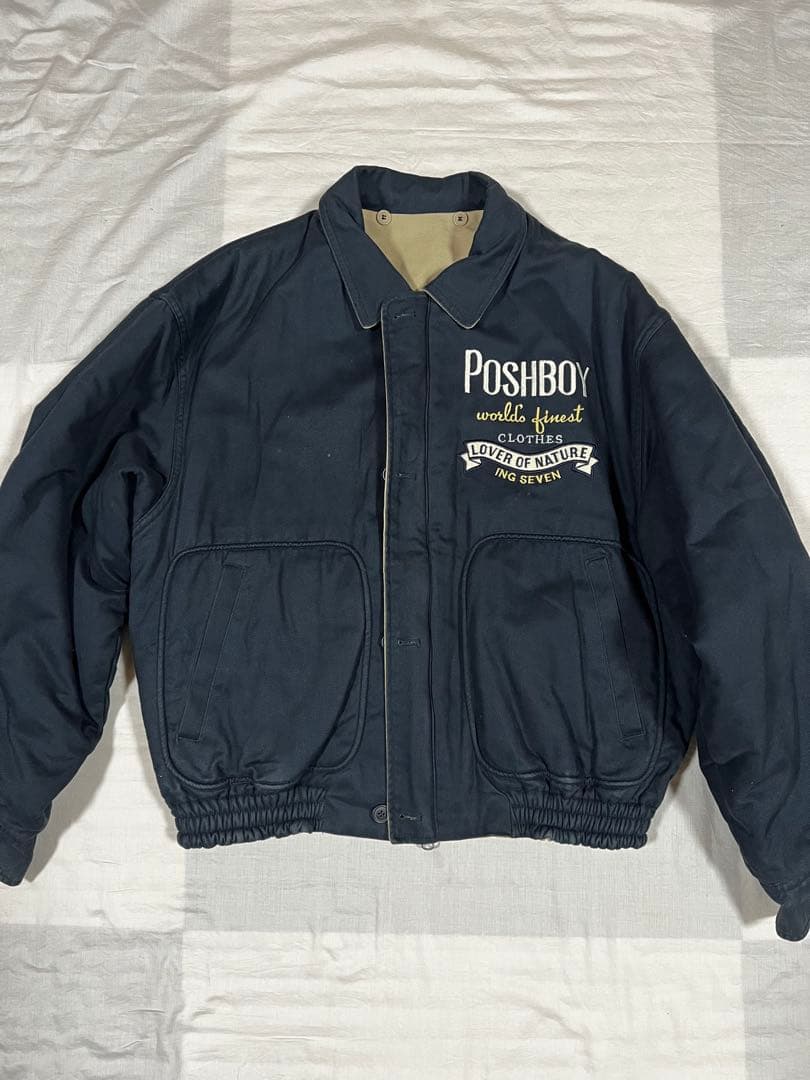 POSHBOY スタジャン ネイビー ベージュ リバーシブル - メルカリ