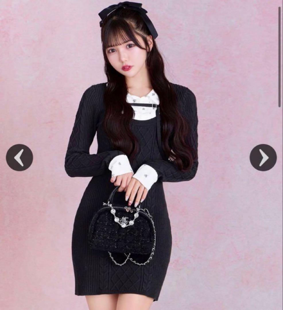 michellMacaron モノグラムシャツドッキングニットワンピースXS - メルカリ