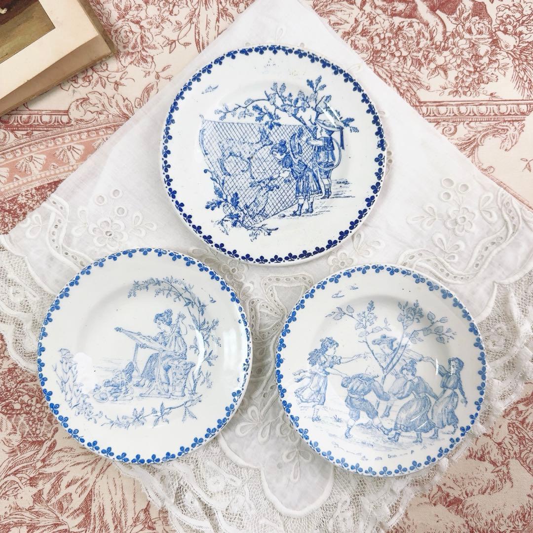 セール① フランス アンティーク おままごと食器 ディネット プレー ト 皿